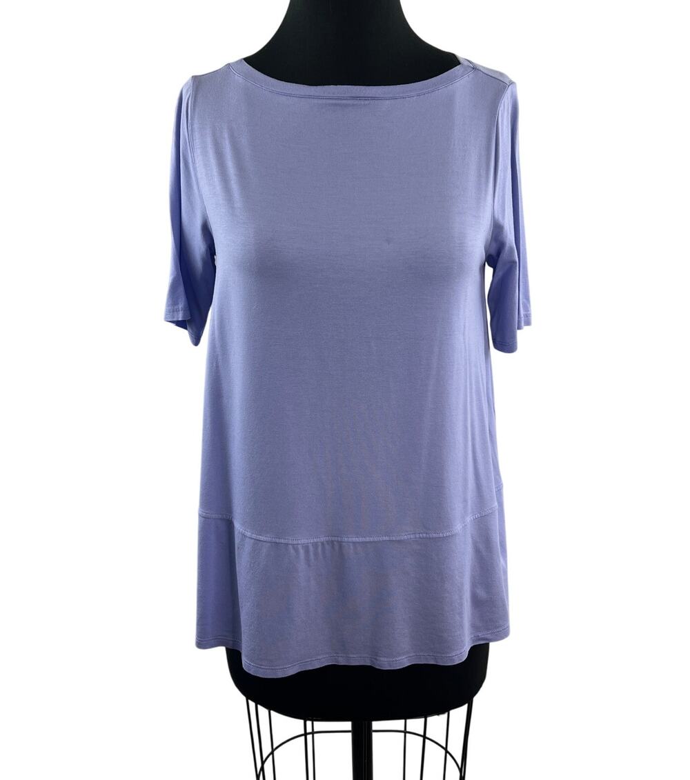 EILEEN FISHER Hydrangea Top Tencel Boat Neck Elbow Sleeve Pullover Size X-Small
